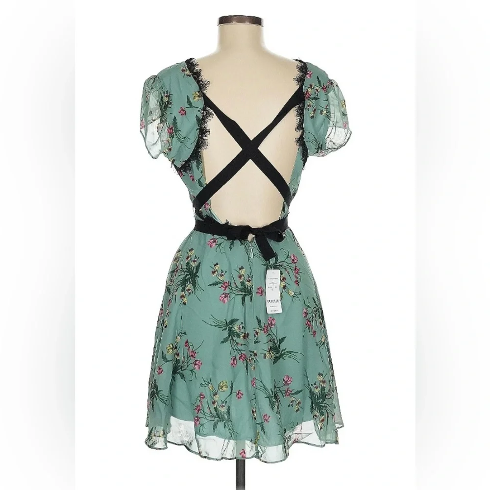 bebe Teal Floral Mini Dress - Picture 2 of 6